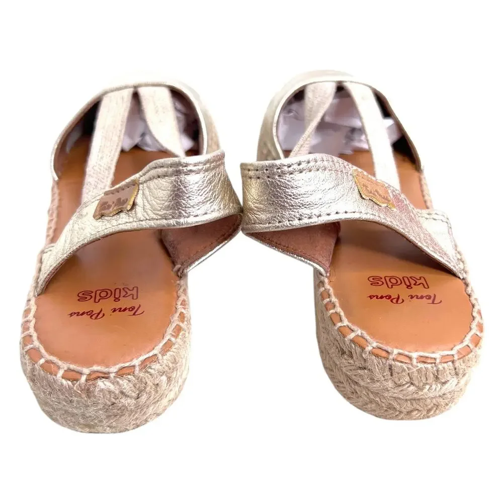 Toni Pons Eli-P Girl's Espadrille Sandals in Metallic Gold Slingbacks Size 2.5